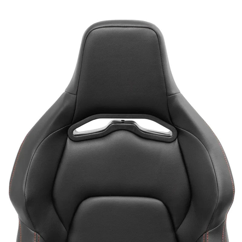 ATST x1 Universal Car Van Camper Sim Bucket Seat Black Synth Leather Red Stitch