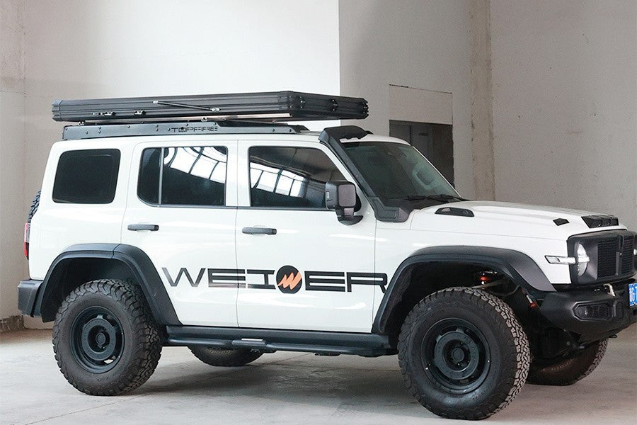 WEIER Aluminum Clamshell Hard Shell Triangle Roof Top Tent 2P + Mattress Ladder