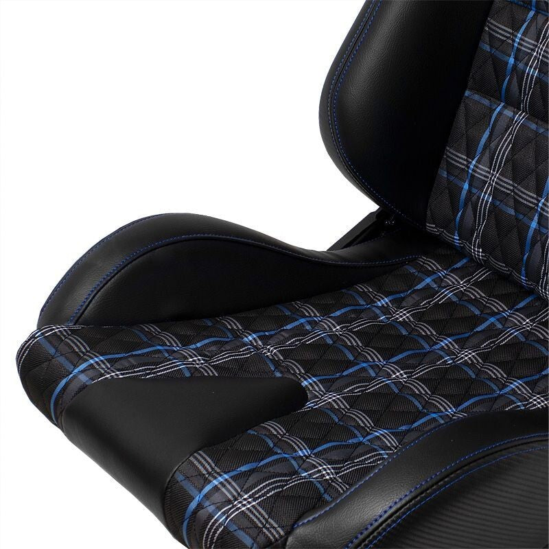 ATS GT x1 Universal Recline Sports Bucket Seat Plaid Check Edition Black & Blue