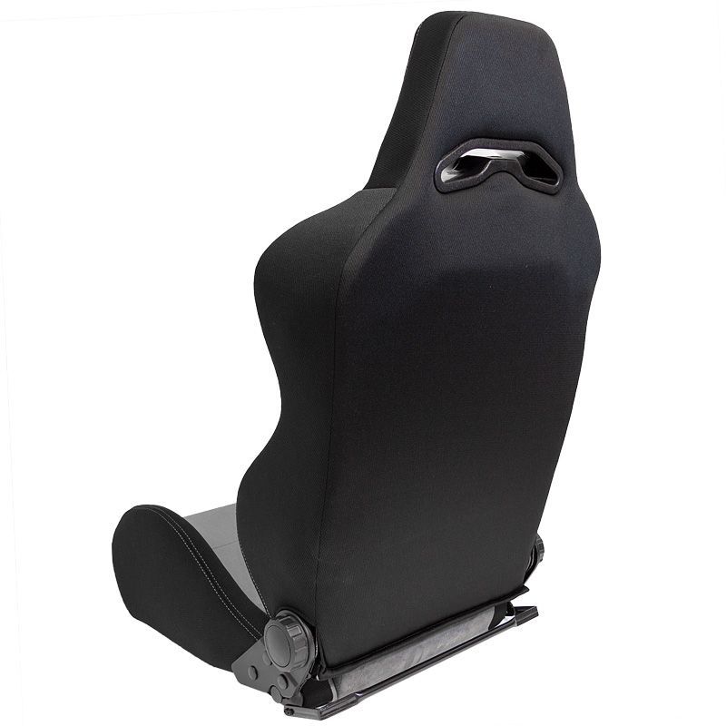 Auto-Style x1 Individual Luxe Universal Sports Bucket Seat Black Textile & Grey Stitch Alcantara