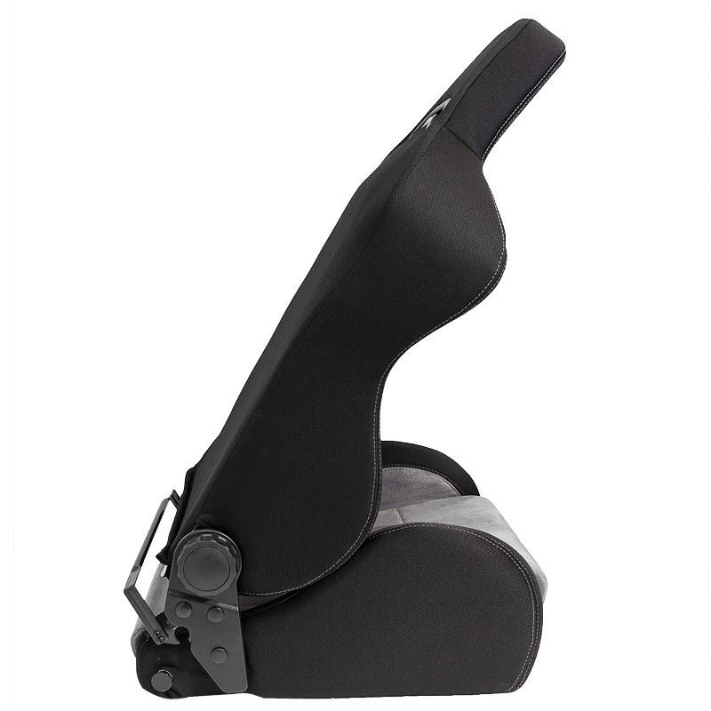 Auto-Style x1 Individual Luxe Universal Sports Bucket Seat Black Textile & Grey Stitch Alcantara