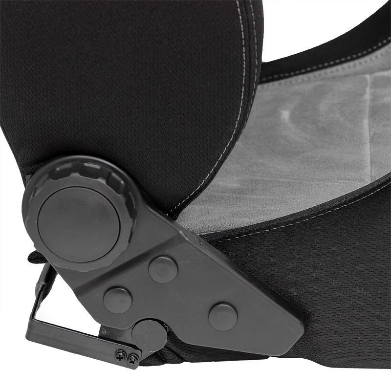 Auto-Style x1 Individual Luxe Universal Sports Bucket Seat Black Textile & Grey Stitch Alcantara