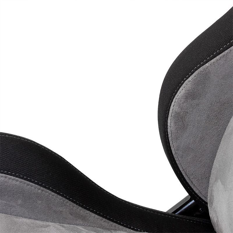 Auto-Style x1 Individual Luxe Universal Sports Bucket Seat Black Textile & Grey Stitch Alcantara